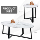 NNECW Nesting Table Set with Oval & Round Table for Living Room/Office