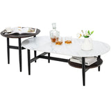 NNECW 2 PCS Modern Table Set with Extra Storage Shelf for Living Room