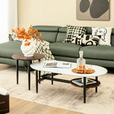 NNECW 2 PCS Modern Table Set with Extra Storage Shelf for Living Room