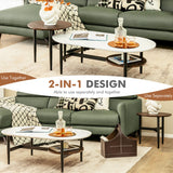 NNECW 2 PCS Modern Table Set with Extra Storage Shelf for Living Room