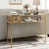 NNECW 2-tier Faux Marble Sofa Table with Open Shelf  for Living Room