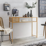 NNECW 2-tier Faux Marble Sofa Table with Open Shelf  for Living Room