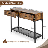 NNECW Industrial Behind Couch Table with Drawer & with Anti-Tipping Kit