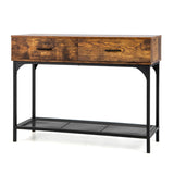 NNECW Industrial Behind Couch Table with Drawer & with Anti-Tipping Kit