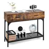 NNECW Industrial Behind Couch Table with Drawer & with Anti-Tipping Kit