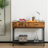 NNECW Industrial Behind Couch Table with Drawer & with Anti-Tipping Kit