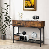 NNECW Industrial Behind Couch Table with Drawer & with Anti-Tipping Kit