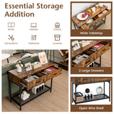 NNECW Industrial Behind Couch Table with Drawer & with Anti-Tipping Kit