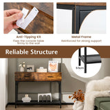 NNECW Industrial Behind Couch Table with Drawer & with Anti-Tipping Kit