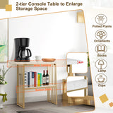 NNECW White Faux Marble Sofa Table with Faux Marble Tabletop for Living Room