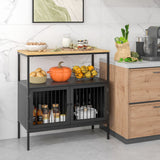 NNECW Modern Kitchen Storage Cabinet with Heavy-duty Metal Frame for Cafe
