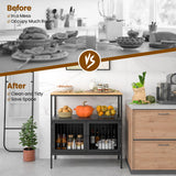 NNECW Modern Kitchen Storage Cabinet with Heavy-duty Metal Frame for Cafe