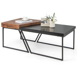 NNECW 2 Pieces Modern Stacking Side Table for Living Room Office Bedroom
