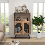 NNECW Industrial Kitchen Sideboard with Removable Wine Rack for Living Room Dining Room