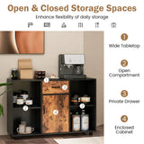 NNECW Industrial Kitchen Buffet Sideboard with 4 Open Cubbies for Living Room Dining Room