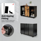 NNECW Industrial Kitchen Buffet Sideboard with 4 Open Cubbies for Living Room Dining Room