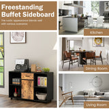 NNECW Industrial Kitchen Buffet Sideboard with 4 Open Cubbies for Living Room Dining Room