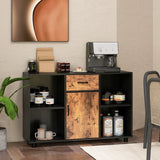NNECW Industrial Kitchen Buffet Sideboard with 4 Open Cubbies for Living Room Dining Room