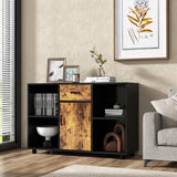 NNECW Industrial Kitchen Buffet Sideboard with 4 Open Cubbies for Living Room Dining Room