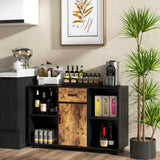 NNECW Industrial Kitchen Buffet Sideboard with 4 Open Cubbies for Living Room Dining Room