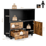 NNECW 2 Drawer File Cabinet with Door with Industrial Style for Living Room