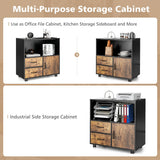 NNECW 2 Drawer File Cabinet with Door with Industrial Style for Living Room