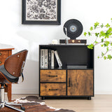 NNECW 2 Drawer File Cabinet with Door with Industrial Style for Living Room