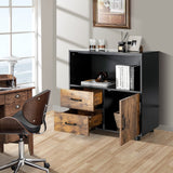 NNECW 2 Drawer File Cabinet with Door with Industrial Style for Living Room