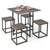 NNECW 5 Piece Square Dining Table Set for Small Spaces Apartment