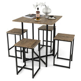 NNECW 5 Piece Kitchen Dining Square Table Set  with 4 Stools for Apartment