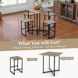 NNECW 5 Piece Kitchen Dining Square Table Set  with 4 Stools for Apartment