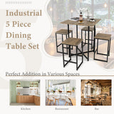 NNECW 5 Piece Kitchen Dining Square Table Set  with 4 Stools for Apartment