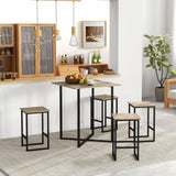 NNECW 5 Piece Kitchen Dining Square Table Set  with 4 Stools for Apartment