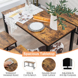 NNECW 4-Piece Dining Table Set with Bench & 2 Stools for 4 Persons for Kitchen