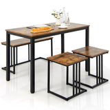 NNECW 4-Piece Dining Table Set with Bench & 2 Stools for 4 Persons for Kitchen