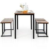 NNECW 4-Piece Dining Table Set with Bench & 2 Stools for 4 Persons for Kitchen