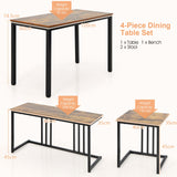 NNECW 4-Piece Dining Table Set with Bench & 2 Stools for 4 Persons for Kitchen