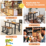 NNECW 4-Piece Dining Table Set with Bench & 2 Stools for 4 Persons for Kitchen