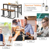 NNECW 4-Piece Dining Table Set with Bench & 2 Stools for 4 Persons for Kitchen