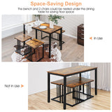 NNECW 4-Piece Dining Table Set with Bench & 2 Stools for 4 Persons for Kitchen
