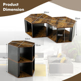 NNECW Set of 2 Hexagonal Coffee Table with Open Storage Space for Living Room