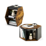 NNECW Set of 2 Hexagonal Coffee Table with Open Storage Space for Living Room