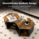 NNECW Set of 2 Hexagonal Coffee Table with Open Storage Space for Living Room
