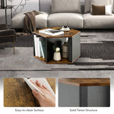 NNECW Set of 2 Hexagonal Coffee Table with Open Storage Space for Living Room