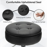 NNECW 360 Swivel Adjustable Stool with PU Leather Seat-Black