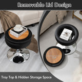 NNECW 360 Swivel Adjustable Stool with PU Leather Seat-Black