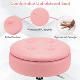 NNECW 360 Swivel Adjustable Stool with PU Leather Seat-Pink