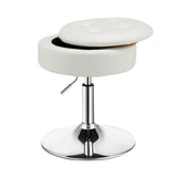 NNECW 360 Swivel Adjustable Stool with PU Leather Seat-White