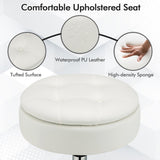 NNECW 360 Swivel Adjustable Stool with PU Leather Seat-White