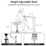 NNECW 360 Swivel Adjustable Stool with PU Leather Seat-White